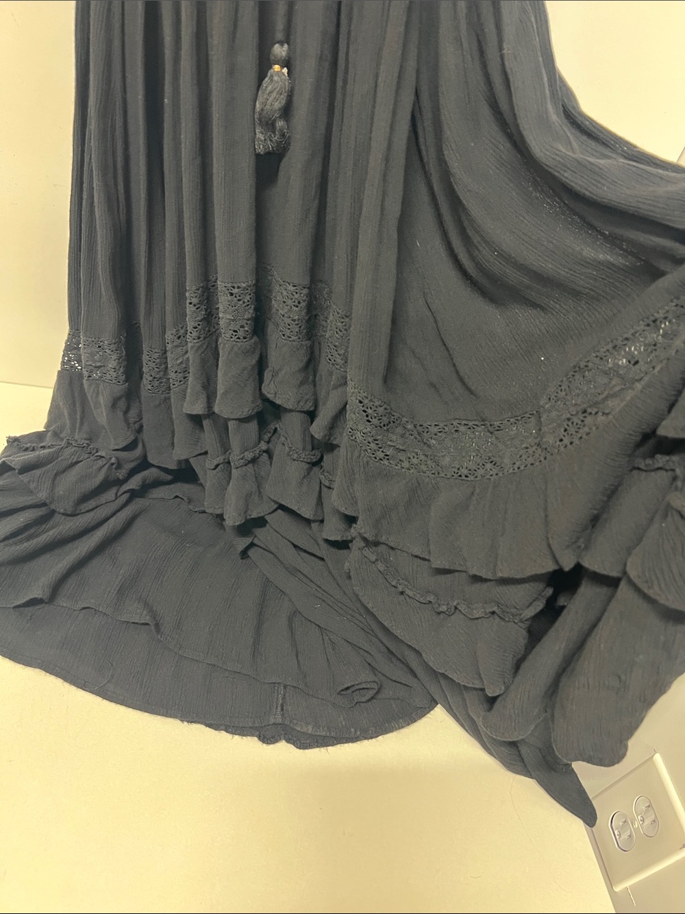 Free People Santa Maria Maxi Dress Black Crochet Lace Boho XS - Picture 8 of 12